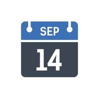 14 september datum i månaden kalender vektor