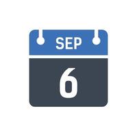 6. september datum des monatskalenders vektor