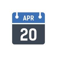 Kalenderdatumssymbol vom 20. April vektor