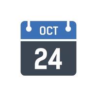 24 oktober datum i månaden kalender vektor