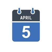5. April Kalenderdatum Symbol vektor