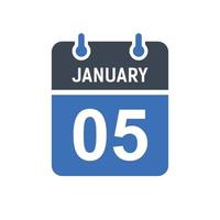 5 januari kalenderdatum ikon vektor