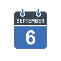 6 september kalender datumikon vektor