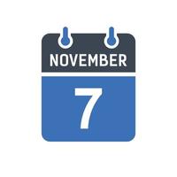 7. November Kalenderdatum Symbol vektor