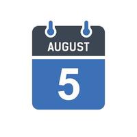 5. august Kalenderdatum Symbol vektor