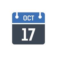 17 oktober datum i månaden kalender vektor
