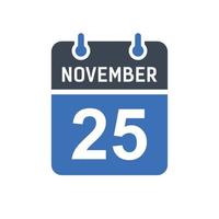 25 november kalender datumikon vektor