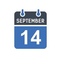 Kalenderdatumssymbol vom 14. September vektor