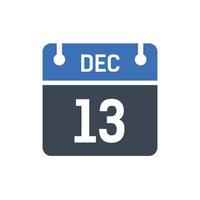 13 december kalenderdatumikon vektor