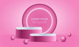 realistisk 3d rosa podium kosmetisk produktvisning vektor