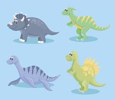 süße dinosaurier vier symbole vektor
