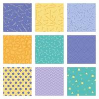 nio texturer mönster färger vektor