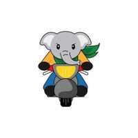 söt elefant rida motorcykel vektor