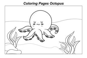 målarbok. marina vilda djur. liten söt bläckfisk under vattnet. illustration i tecknad stil för en målarbok vektor