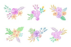 samling av handgjorda akvarell blommig konst handritad vektor
