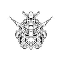 costum gundam huvud t-shirt illustration. mecha head logotyp. tatueringar handritad vektor