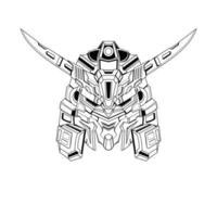 kostüm gundam kopf t-shirt illustration. Mecha Head-Logo. Tätowierungen von Hand gezeichnet vektor