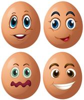 Eier mit vier verschiedenen Gesichtsausdrücken vektor