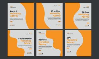 digitale Marketingagentur gelbe Farbe Social-Media-Post-Bundle-Template-Design vektor