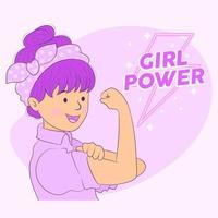 tjej som visar muskler, girl power, internationella kvinnodagen. vektor