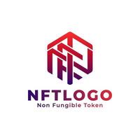 nft-Monogramm-Logo-Design-Vektorvorlage, nicht fungibles Token, Blockchain, Kryptografie, Kryptowährung, Bitcoin, digitales Kunstgut vektor