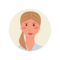 avatar ung blond kvinna. isolerad bild för forum, support, bloggar, chatbots. vektor illustration