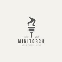 ficklampa minimalistisk logotyp design illustration mall. segermästare flame platt logotyp vektor