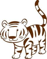 Tiger im einfachen Doodle-Stil auf weißem Hintergrund vektor