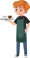 eine Kaffee-Mann-Cartoon-Figur auf weißem Hintergrund vektor