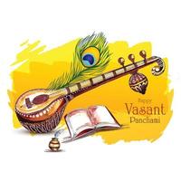 glad vasant panchami firande kort bakgrund vektor