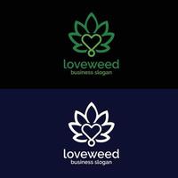 älskar cannabis logotyp design vektor