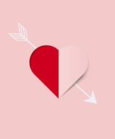 Alla hjärtans dagkort med hjärtpapper. Vektor illustration.