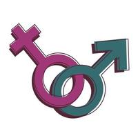 Geschlechtssymbole und Beziehungssymbole isoliert auf weißem Hintergrund. Interlocked - weibliche und männliche Zeichen symbolisieren heterosexuelle und schwule Paare. Vektor-Illustration-Design eps 10 vektor