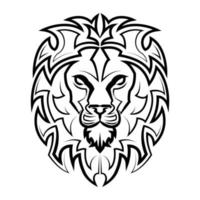 Schwarz-Weiß-Strichzeichnungen der Vorderseite des Löwenkopfes sind Zeichen des Leo-Tierkreises vektor