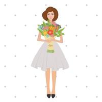 Mädchen mit Blumenstrauß vektor