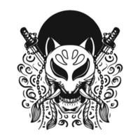 skalle kitsune mask premium vektorillustration vektor