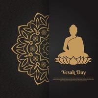 elegant vesak dag bakgrund med lord buddha siluett och gyllene mandala. vesak dag vektor illustration