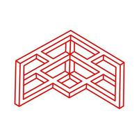 omöjligt föremål. logotyp. optisk illusion form. 3d illustration. geometriska figurer. vektor