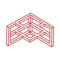 unmögliches Objekt. Logo. Form der optischen Täuschung. 3D-Darstellung. geometrische Figuren. vektor