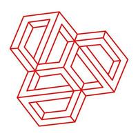 optische Täuschung. Logo. unmöglicher Formvektor. Optisches Kunstobjekt. geometrische Figur. Strichzeichnungen. vektor