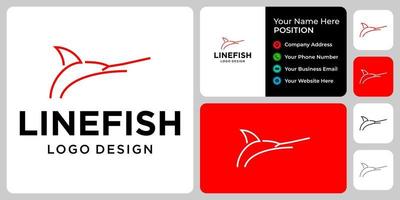 einfache Linie Fisch-Logo-Design mit Visitenkartenvorlage. vektor