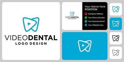 Video-Dental-Logo-Design mit Visitenkartenvorlage. vektor