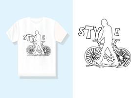 oss stil cyklist t-shirt design med kreativ vektordesign vektor
