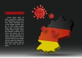 coronavirus fliegt über die karte von deutschland innerhalb der nationalflagge vektor