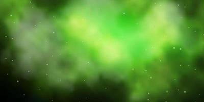 dunkelgrüne Vektorschablone mit Neonsternen. vektor