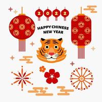 chinesische neujahrselemente. festliche asiatische Ornamente, Tigermond 2022. vektor