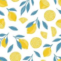 sömlösa mönster av handritade citroner. citrusfrukt bakgrund. perfekt för textila tapetaffischer vektor