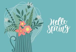 Vektorposter mit Frühlingsblumen. Zeichnungen für eine Karte, ein Poster oder eine Postkarte vektor