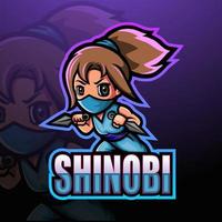 Shinobi-Mädchen-Esport-Maskottchen-Logo-Design vektor