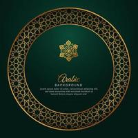 islamischer arabischer grüner luxushintergrund mit geometrischem muster mit kreisform vektor